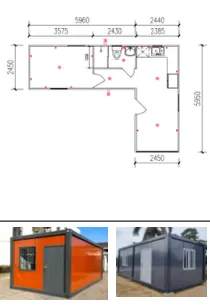 Casa prefabricada flat pack en "L" (28 m2)